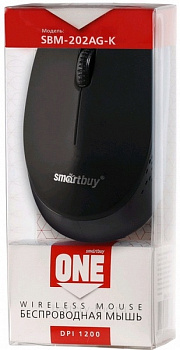 Мышь USB беспроводная Optical SmartBuy SBM-202AG-K 1200dpi (2.4ГГц/10м/1*R6) черный Мышь USB беспроводная Optical SmartBuy SBM-202AG-K 1200dpi (2.4ГГц/10м/1*R6) черный