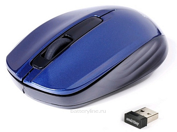 Мышь USB беспроводная Optical SmartBuy SBM-332AG-B 1000dpi (2.4ГГц/10м/2*R03) синий 072800 Мышь USB беспроводная Optical SmartBuy SBM-332AG-B 1000dpi (2.4ГГц/10м/2*R03) синий 072800
