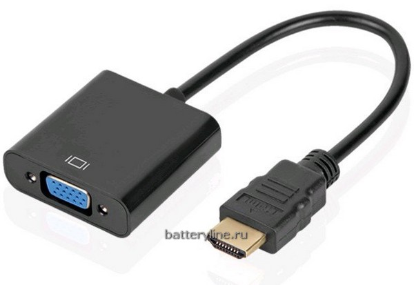 Конвертер штекер HDMI -> гнездо VGA HDMI2VGA (19M/15F) с хвостом черный Конвертер штекер HDMI -> гнездо VGA HDMI2VGA (19M/15F) с хвостом черный