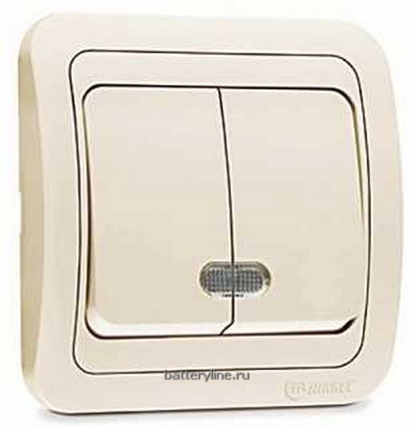 Выкл 2кл MAKEL Mimoza КРЕМ с ПОДСВЕТ 25023 (со вставкой)