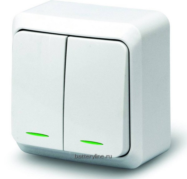 Выкл ОУ 2кл PowerMan наклад с ПОДСВЕТ белый 7123 (2/36)