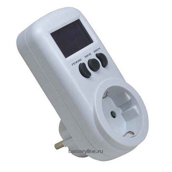 Ваттметр ROBITON PM-1 отображает мощность в Вт и накопленное потребление в кВт (16A) 945265