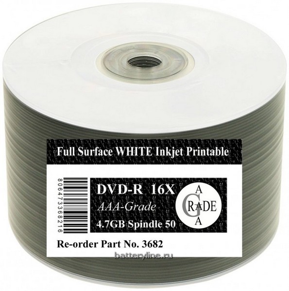 DVD-R BULK 4.7Gb 16x Full_INKJETPrintable (1/шпиль50)