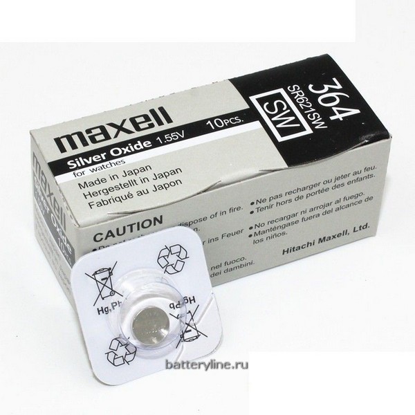 Батарейка часовая серебряно-цинк G01 Maxell SR621/364 (6.8x2.1mm) BL1 (1/10)