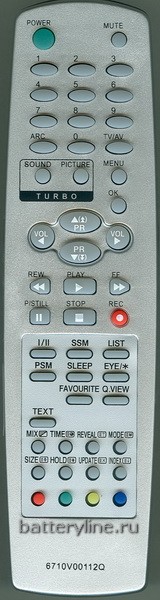 Пульт LG 6710V00112Q [TV,DVD] с т/т  10912