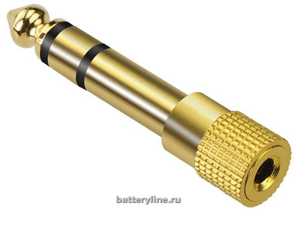 Переходник аудио джек6.3(шт)-джек3.5(гн) стерео. GOLD