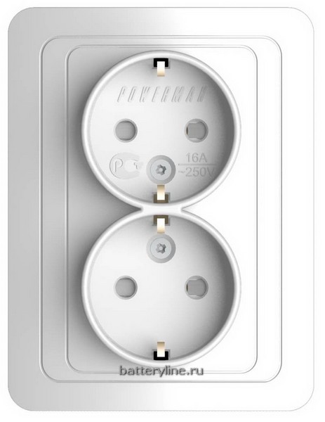 Розетка 2гнЗК PowerMan classic белая 2128x защ.штор