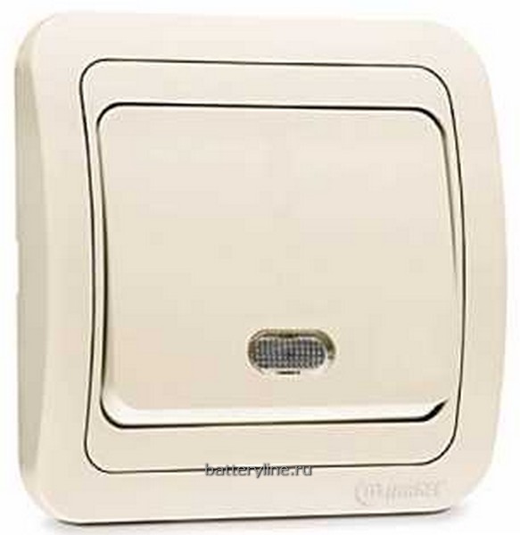 Выкл 1кл MAKEL Mimoza КРЕМ /крем с ПОДСВЕТ 25021 (со вставкой)