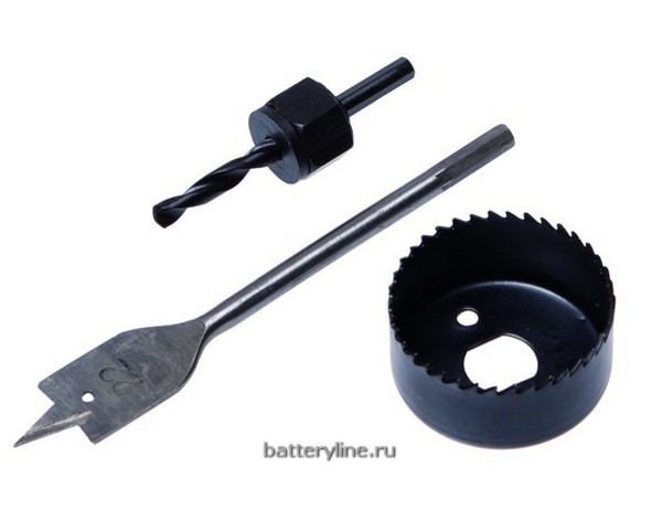 Набор для врезки замка 48мм (перовое сверло 22мм, коронка по дереву 48мм) Hobbi [36-8-648]