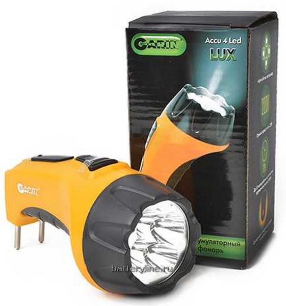 Фонарь аккум  4 LED GARIN LUX Accu LED400 (заряд 220V) желтый 949416