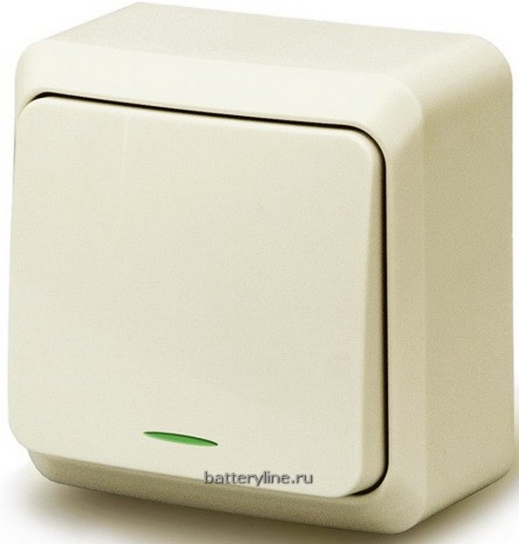 Выкл ОУ 1кл PowerMan наклад с ПОДСВЕТ КРЕМ 7121кр (2/36)