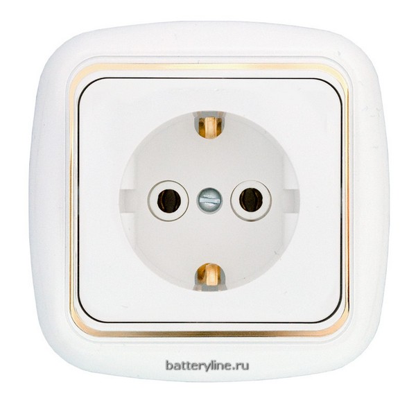 Розетка 1гнЗК СветоПрибор белая зол.ободок PC16-256 (1/60)