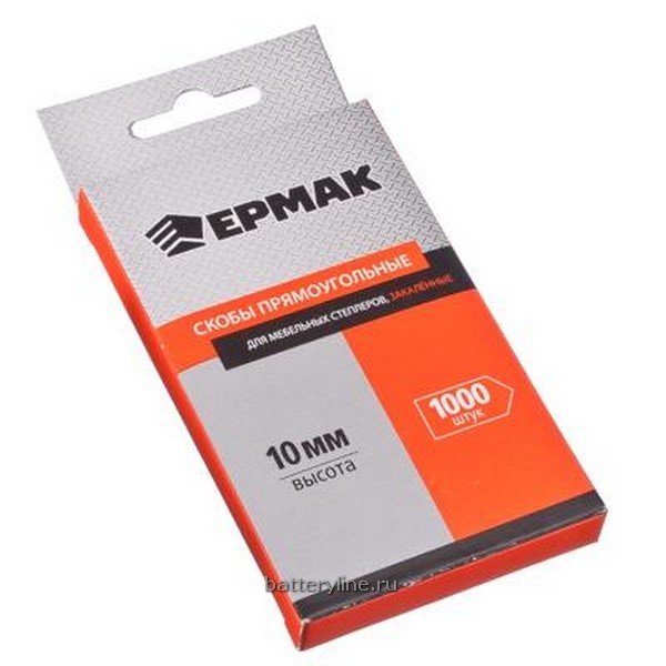Скоба 10мм тип140 (10,6х1,2мм) для мебельного степлера закаленные 1000шт ЕРМАК [648-044]
