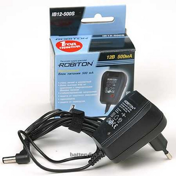Блок питания. 12V   500mA Robiton iB12-500S (минус в центре)(Stabil,импульсн) для радиотел 941236