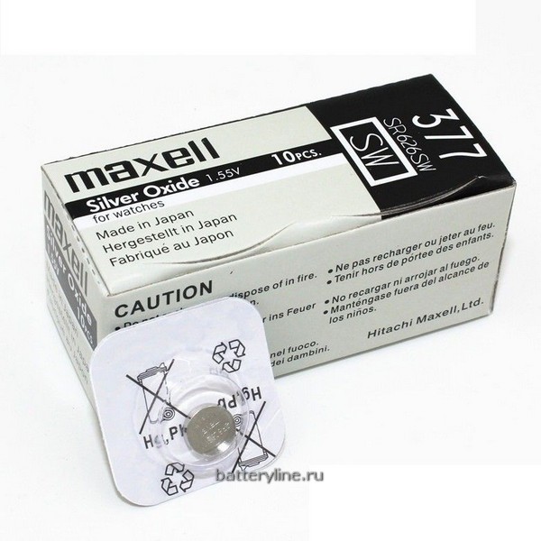 Батарейка часовая серебряно-цинк G04 Maxell SR626/377 (6.8x2.6mm) BL1 (1/10)