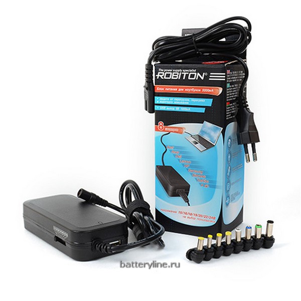 Блок питания для ноутбука 5.0A (15/16/18/19V-5/4.5A)(20/22/24V-4.25/3.75A)(5V USB-1A)+8насад Robiton NB90W 946422