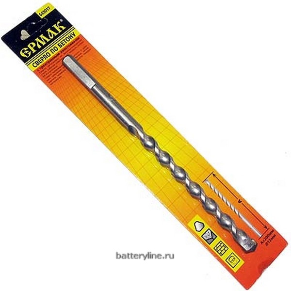 Сверло по бетону 12x200мм с трехгр.хвостов ЕРМАК (2/10) [649-017]