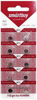 Батарейка часовая G01 SmartBuy (LR621/364/SR60)(6.8x2.1) BL10 (10/100) 