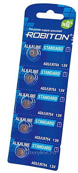 Батарейка часовая G05 ROBITON (LR754/393/SR48)(7.9x5.4) BL5 (5/200)