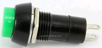 Включатель круглая кнопка с фиксацией зеленый