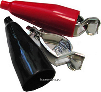 Крокодил  30А  резинов.изол красный+черный (2шт в упак)