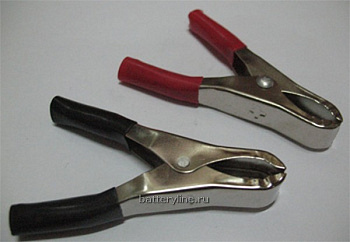 Крокодил  15А красный+черный ~73mm (2шт в упак)