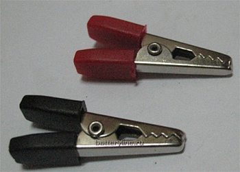 Крокодил малый с пластм держ L=35мм красный+черный (2шт в упак)