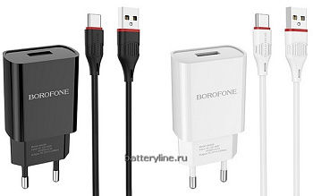 Зарядка сетевая вых=(5V; 2.1A USB+шн.Type-C) Borofone BA20A белый 700742++  Зарядка сетевая вых=(5V; 2.1A USB+шн.Type-C) Borofone BA20A белый 700742++