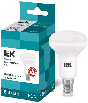 Лампа LED E14 R50  5.0W/40Вт 4000K нейтральный IEK ECO /450лм 442779 Лампа LED E14 R50  5.0W/40Вт 4000K нейтральный IEK ECO /450лм 442779