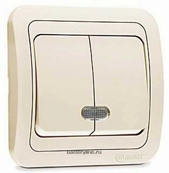 Выкл 2кл MAKEL Mimoza КРЕМ с ПОДСВЕТ 25023 (со вставкой)