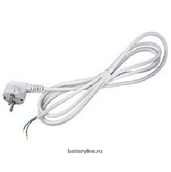 Вилка сетевая с заземлением угловая с армированным кабелем ПВС 3*0,75 1.7m белый