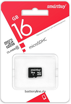 Карта памяти micro-SD. 16Gb SmartBuy SDHC Class10 (10mbs) без адаптера 042599