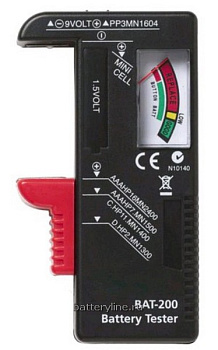 Тестер BAT-200/BT-168 (тестер батареек) AA,AAA,C,D,6f22
