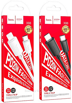 Кабель USB TYPE-C - IPHONE.Lightning 8pin 1.0m Hoco X88 3A белый в коробке 783295