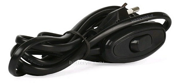 Вилка сетевая с кабелем + включатель для БРА 1.7m шввп2*0,75 черный