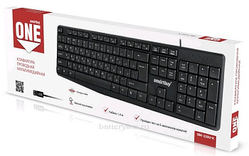 Клавиатура USB SmartBuy ONE SBK-220U-K мультимедийная USбелый/RUбелый черный 094574