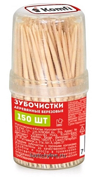 Зубочистки деревянные двустороняя заточка (в банке 150шт) Komfi берёза 903436 Зубочистки деревянные двустороняя заточка (в банке 150шт) Komfi берёза 903436