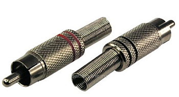 Штекер тюльпан RCA. металл/пружинка красный+черный 2шт