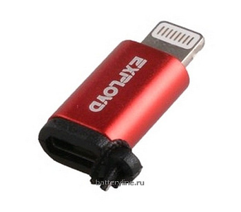 Переходник  гн.microUSB ----> шт.IPHONE.Lightning 8-pin Exployd EX-AD-274 красный 505412 Переходник  гн.microUSB ----> шт.IPHONE.Lightning 8-pin Exployd EX-AD-274 красный 505412