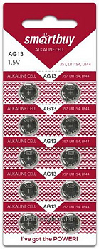 Батарейка часовая G13 SmartBuy (LR44/LR1154/357/A76)(11.6x5.4) BL10 (10/100)