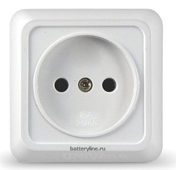 Розетка ОУ 1гн Universal ОЛИМП 10A керамика IP20 накладная + основание белая О0022