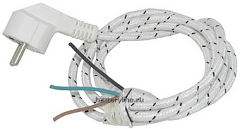 Вилка сетевая угловая с заземлением со шнуром армированным для утюга 2.2m ШРО 3*0.75