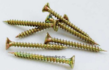 Саморез 3,5х16 потай, желтый цинк (100) Саморез 3,5х16 потай, желтый цинк (100)