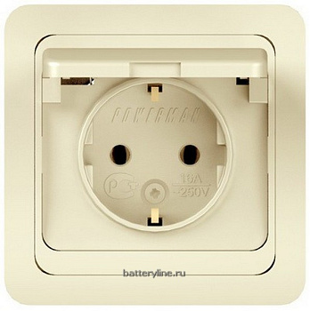 Розетка 1гнЗК PowerMan classic КРЕМ с крышкой 2029к (2/10)