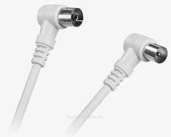 Удлинитель антенный  1м (RG-6) (штекер-гнездо) угловой белый