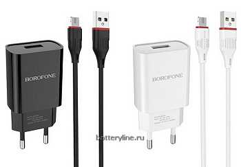 Зарядка сетевая вых=(5V; 2.1A USB+шн.MicroUSB) Borofone BA20A белый 700735++ Зарядка сетевая вых=(5V; 2.1A USB+шн.MicroUSB) Borofone BA20A белый 700735++