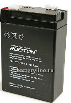 аккумулятор  6v  2800mAh 628Pb ROBITON 33*96*66мм VRLA6-2.8  942738