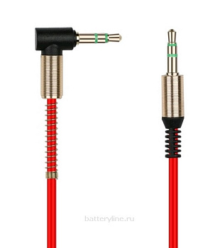 Шнур джек3.5-джек3.5 AUX (st3.5шт-st3.5шт) 1.0m УГЛОВОЙ SmartBuy A-35-35-fold красный в пакете 060555