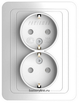 Розетка 2гнЗК PowerMan classic белая 2128x защ.штор