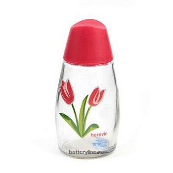 Солонка 10.5см стекло с рис HEREVIN Tulip 121038 красн.крышка [827-105]